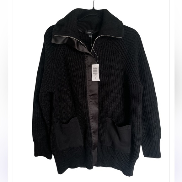 Torrid Shaker Stitch Cardigan Zip Sweater in Deep Black - Picture 3 of 10